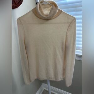 Lord & Taylor Soft Beige Turtleneck Sweater , Cashmere, M